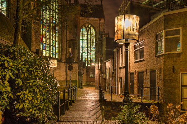Verlichte glazen St Jan Gouda